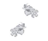 Beautiful Flower Crystal Silver Stud Earring STS-6414